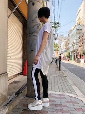 「ADDICT NOIR（アディクトノアー）のアイテム」を使った、なべさん（レディース・161cm）の夏コーディネート