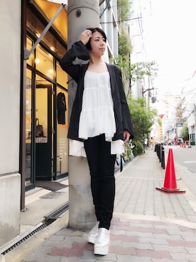 「ADDICT NOIR（アディクトノアー）のアイテム（ジャケット/アウター）」を使った、なべさん（レディース・161cm）の夏コーディネート