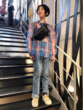 「BUSCEMI（ブシェミ）のアイテム」を使った、なべさん（レディース・161cm）の夏コーディネート