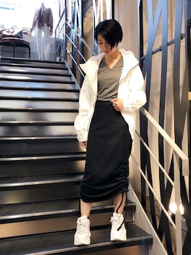 「スウェットスカート」｜「アイテム（ブルゾン）」を使った、なべさん（レディース・161cm）の夏コーディネート