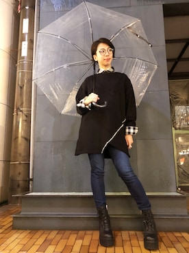 「シャツ×スウェット」｜なべさん（レディース・161cm）の秋コーディネート
