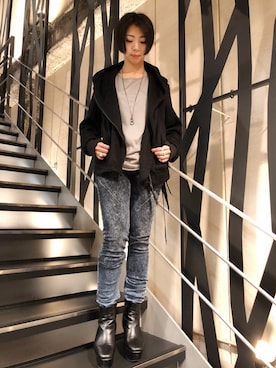 「KMRii（ケムリ）のアイテム（ジャケット/アウター）」を使った、なべさん（レディース・161cm）の秋コーディネート