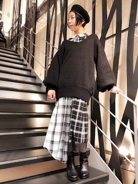 「ゆるニット」｜「アイテム（ワンピース/ドレス）」を使った、なべさん（レディース・161cm）の秋コーディネート