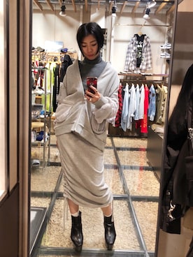「グレーコーデ」｜「アイテム（ブルゾン）」を使った、なべさん（レディース・161cm）の秋コーディネート
