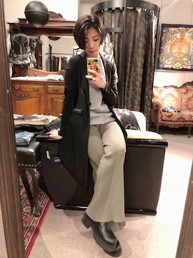 「ロングジャケット」｜なべさん（レディース・161cm）の冬コーディネート