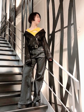 「ハイウエストパンツ」｜「アイテム（ジャケット/アウター）」を使った、なべさん（レディース・161cm）の春コーディネート
