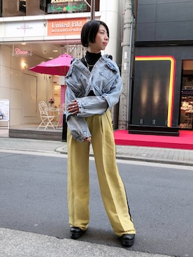 「ADDICT NOIR（アディクトノアー）のアイテム（ジャケット/アウター）」を使った、なべさん（レディース・161cm）の春コーディネート