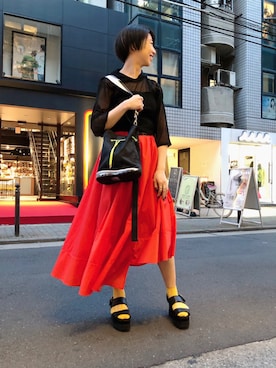 「OKERU（オケル）のアイテム」を使った、なべさん（レディース・161cm）の春コーディネート