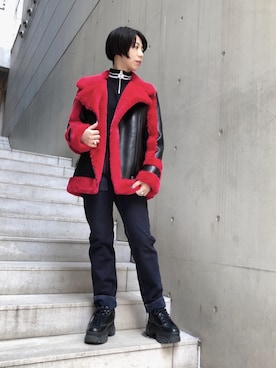 「ROYAL FLASH（ロイヤルフラッシュ）のアイテム（ブルゾン）」を使った、なべさん（レディース・161cm）の冬コーディネート