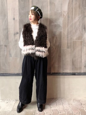 「MIHARAYASUHIRO（ミハラヤスヒロ）のアイテム（パンツ）」を使った、なべさん（レディース・161cm）の冬コーディネート