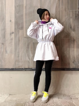 「GCDS（ジーシーディーエス）のアイテム」を使った、なべさん（レディース・161cm）の冬コーディネート