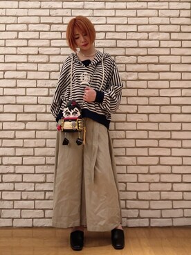 「マリン」｜「アイテム（アクセサリー）」を使った、なべさん（レディース・161cm）の春コーディネート