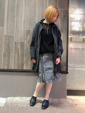 「ADDICT NOIR（アディクトノアー）のアイテム（ジャケット/アウター）」を使った、なべさん（レディース・161cm）の春コーディネート