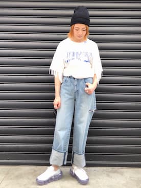 「ADDICT NOIR（アディクトノアー）のアイテム」を使った、なべさん（レディース・161cm）の夏コーディネート