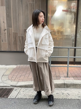 「タートルネック」｜「アイテム（ミリタリージャケット）」を使った、なべさん（レディース・161cm）の冬コーディネート