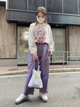 「Azuma.（アズマ）のアイテム（パンツ）」を使った、なべさん（レディース・161cm）の春コーディネート