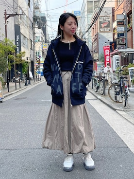 「ADDICT NOIR（アディクトノアー）のアイテム」を使った、なべさん（レディース・161cm）の春コーディネート
