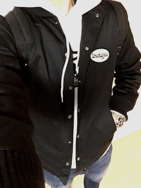 「CLUCT（クラクト）のアイテム（ジャケット/アウター）」を使った、junさん（メンズ・185cm）の冬コーディネート