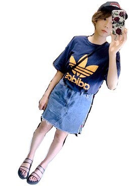 「Re:make（リメイク）のアイテム（スカート）」を使った、みなこむさん（レディース・166cm）の夏コーディネート