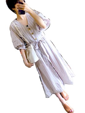 「アイテム（シャツワンピース）」を使った、みなこむさん（レディース・166cm・20代）の夏コーディネート