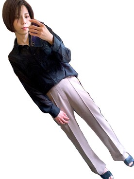 「おとなコーデ」｜「アイテム（スラックス）」を使った、みなこむさん（レディース・166cm）の春コーディネート