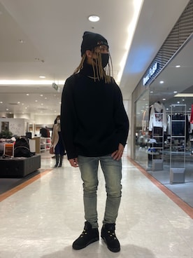 「PURPLE（パープル）のアイテム」を使った、☹MASATO☻さん（メンズ・175cm）の秋コーディネート