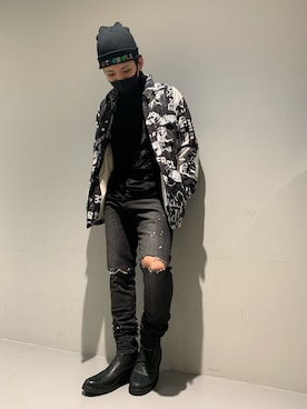 「PURPLE（パープル）のアイテム」を使った、☹MASATO☻さん（メンズ・175cm）の秋コーディネート