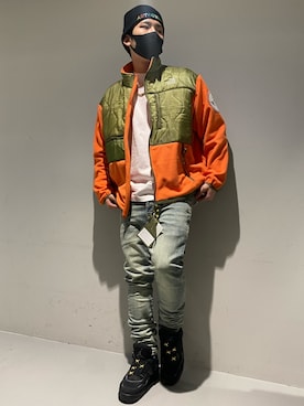 「PURPLE（パープル）のアイテム」を使った、☹MASATO☻さん（メンズ・175cm）の冬コーディネート