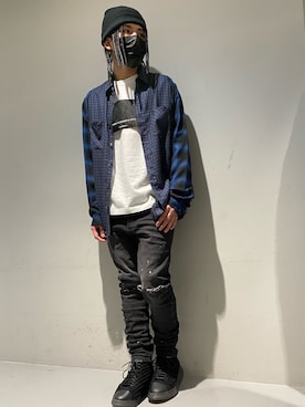 「PURPLE（パープル）のアイテム」を使った、☹MASATO☻さん（メンズ・175cm）の冬コーディネート