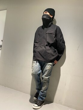 「ISAMU KATAYAMA BACKLASH（イサムカタヤマバックラッシュ）のアイテム（スニーカー）」を使った、☹MASATO☻さん（メンズ・175cm）の冬コーディネート