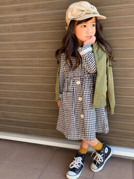 「apres les cours（アプレレクール）のアイテム（ブルゾン）」を使った、RIA♡REINAさん（キッズ・100cm）の冬コーディネート