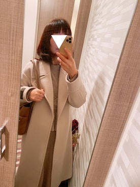 「アイテム（ノーカラーコート）」を使った、saoさん（レディース・154cm・30代）の冬コーディネート