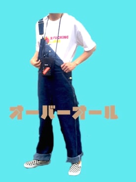 「サコッシュ」｜「アイテム（サロペット/オーバーオール）」を使った、吹雪さん（メンズ・173cm）の夏コーディネート