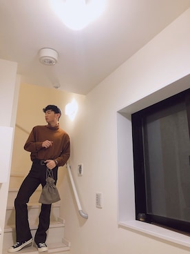 「UNIQLO（ユニクロ）のタートルネックT（長袖）（Tシャツ/カットソー）」を使った、ミンミンさん（メンズ・172cm）の春コーディネート