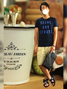 「jiggys shop（ジギーズショップ）のアイテム（トップス）」を使った、ひろさん（メンズ・169cm・20代）の夏コーディネート