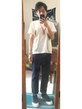 「TOPMAN（トップマン）のアイテム（Tシャツ/カットソー）」を使った、Canさん（メンズ・177cm）の春コーディネート