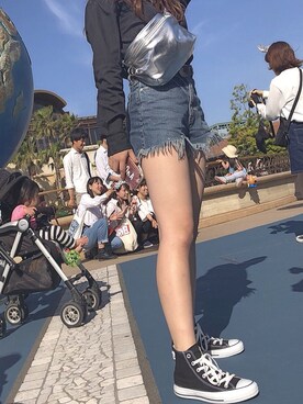 「アイテム（ボディバッグ/ウエストポーチ、シルバー系）」を使った、Honokaさん（レディース・159cm）の夏コーディネート