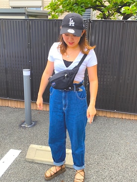 「海外」｜「アイテム（帽子）」を使った、Ayaさん（レディース・154cm）の夏コーディネート