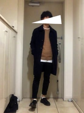 「UNIQLOコーデ」｜「アイテム（ステンカラーコート）」を使った、信玄さん（メンズ・168cm）の冬コーディネート