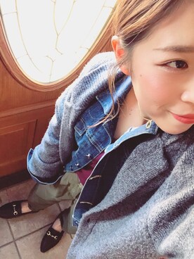 「アイテム（デニムジャケット）」を使った、ささん（レディース・150cm・20代）の春コーディネート