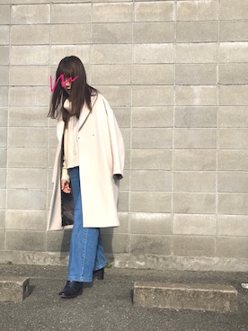 「IENA」｜「アイテム（チェスターコート）」を使った、bu-mrbuさん（レディース・162cm）の冬コーディネート