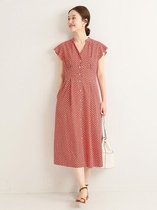 IENA イエナ フェザープリント ワンピース ネイビー 36