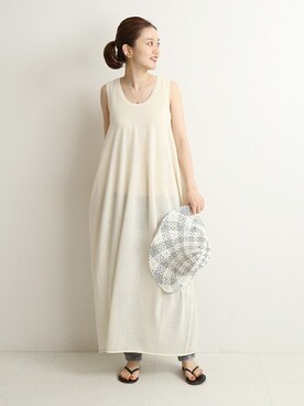 「IENA（イエナ）のアイテム（帽子）」を使った、endoさん（レディース・162cm）の夏コーディネート