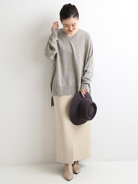 「IENA」｜「アイテム（帽子）」を使った、endoさん（レディース・162cm）の秋コーディネート