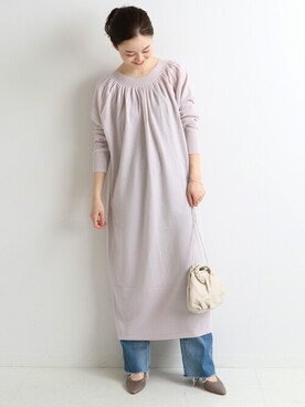 「IENA」｜「アイテム（ワンピース/ドレス）」を使った、endoさん（レディース・162cm）の冬コーディネート
