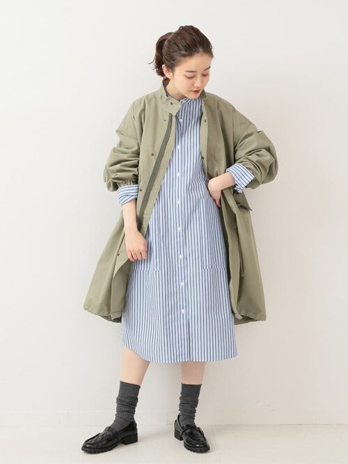 セール】コットンブロード バンドカラーシャツワンピース◇（シャツ 