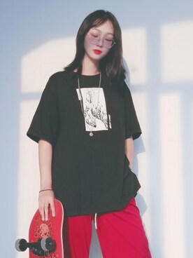 「国潮」｜「アイテム（その他）」を使った、呆呆さん（レディース・174cm）の秋コーディネート