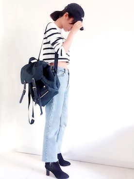 「MADNESSのアイテム（キャップ）」を使った、马艾达さん（レディース・160cm）の秋コーディネート