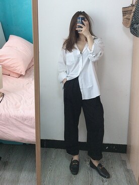 「盐系风格」｜「アイテム（ローファー）」を使った、marinazzmyさん（レディース・164cm）の夏コーディネート