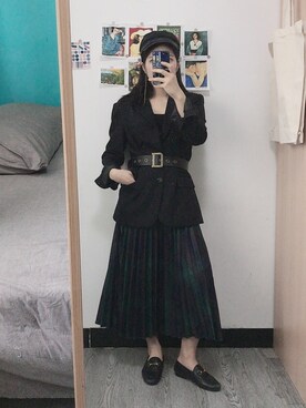 「通勤穿搭」｜「アイテム（キャップ）」を使った、marinazzmyさん（レディース・164cm）の秋コーディネート
